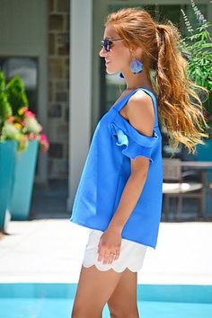 Nina Cold Shoulder, Blue :: OFF SHOULDER :: Tops :: The Blue Door Boutique Chic Cold Shoulder Off-shoulder Top For Party, Elegant Cold Shoulder Top For Summer, Elegant Summer Cold Shoulder Top, Elegant Cold Shoulder Summer Top, Spring One Shoulder Top For Night Out, Summer Party Blouse With Cold Shoulder, Elegant Cold Shoulder Tops For Spring, Summer Party Cold Shoulder Blouse, Chic One Shoulder Cold Shoulder Top For Spring