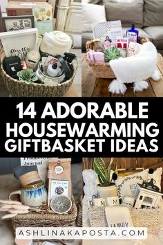 How to put together a housewarming gift basket ( 14+ creative ideas ) — ASHLINA KAPOSTA Creative Housewarming Gift Ideas, Gift Basket Ideas For New Homeowner, Housewarming Gift For Couple, Moving In Gift Ideas, New House Warming Gift, Move In Basket Gift Ideas, New Home Basket Gift Ideas, Homewarming Gift Ideas Baskets, Cute Housewarming Gift Ideas