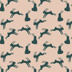 an animal pattern with forks in the shape of dogs on a pink background, suitable for wallpaper or fabric