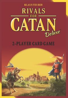 the cover of rivals for catan deluxe 2 player card game, featuring two knights on horseback