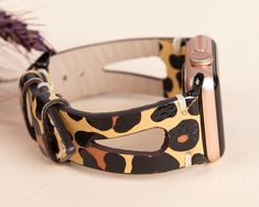 "Leopard Printed Leather Apple Watch Band 38mm 40mm 41mm 42mm 44mm 45mm, iWatch Strap Bracelet Series 7 6 5 4 3 2 1 & SE, iWatch Armband Gift ✽ DETAILS ✽ *Our Watch Band fits 155-200mm (6.1\" - 8.0\") wrists. *We can make a custom band with a different price. Please message us if you have a different wrist size. *Metal clasp/connector included 7 different color options for adapters (Silver, Gold, Rose Gold, Space Gray, Black, Blue & Red) Adapter color and buckle color will be same. ✽ PRODUCT DES Apple Watch Band, Bracelet Apple Watch, 38mm Apple Watch Band, Apple Watch Bands Leather, Printed Leather, Apple Watch Bands, Fitbit, Apple Watch, Arm Band