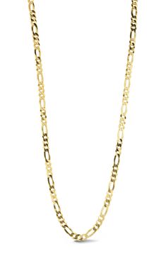 Gleaming figaro chain links catch the light on a polished necklace constructed from 18-karat gold-plated sterling silver. 5mm width Sterling silver/18k-gold plate Made in Italy Men’s Gold Chain, Figaro Chain Men, Figaro Necklace, Figaro Chain Necklace, Gold Chains For Men, Figaro Chain, Figaro Chains, Chain Links, Jewelry Lookbook