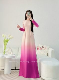 🌻Material: Lụa mả não 🌻Stretchy level: 1/10 🌻 The measurement of this ao dai (long dress) is in Vietnamese size (American size tends to be bigger for the same size). Please LOOK AT THE SIZE CHART CAREFULLY BEFORE ORDERING. There might have some chalk writings on the fabric due to making process. These marks can be washed away easily. 🌻🌻No returns or exchanges Buyer can contact seller about any issues with an order. 💜 Thank you very much!💜 Spring Stretch Ao Dai With Long Sleeves, Long Fitted Pink Ao Dai, Pink Fitted Long Ao Dai, Pink Fitted Long Sleeve Ao Dai, Chalk Writing, Dress Clothes For Women, Color Patterns, Long Dress, Dress Outfits