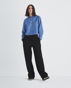 Buy the Maxine Cropped Cotton Poplin Shirt at rag & bone. Free Shipping in the US. Cotton Poplin Shirt, End Of Season Sale, Hold Ups, Poplin Shirt, Cotton Poplin, Fashion Advice, Rag & Bone, Blue Stripes, Wardrobe Staples