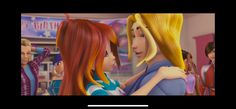 an animated image of two women talking to each other