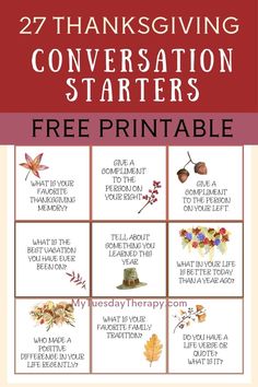 thanksgiving conversation starter with free printables