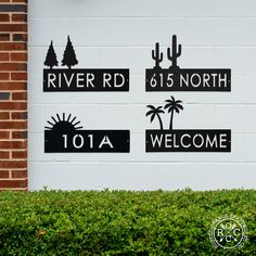 a sign on the side of a building that says river rd and north 101a