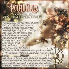 a poster with an image of a woman's face and the words, fortuna