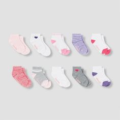 Hanes Baby Girls' 10pk Athletic Ankle Socks - Colors May Vary 12-24M, Girl's, MultiColored Non-slip Playtime Socks For Infants, Girls Ankle Socks, Target Kids, Bear Slippers, Sock Booties, Toddler Socks, Kid Clothes, Polyester Spandex Fabric, Girls Socks