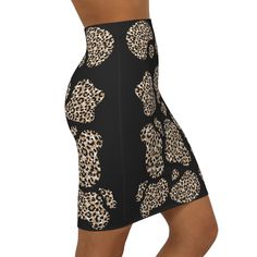 This stylish Women's Black Mid-Waist Pencil Skirt features a trendy leopard print design, perfect for fashion-forward individuals. Made from a high-quality blend of 88% polyester and 12% spandex, this custom pencil skirt offers excellent comfort and flexibility with its four-way stretch fabric, allowing for easy movement. The skirt has a slight tapering along the outer thigh, creating a flattering straightened silhouette. With all-over printing capabilities, your unique designs can shine through, making this skirt a versatile addition to any wardrobe. Perfect for casual outings or dressed-up occasions! .: Material: 88% polyester, 12% spandex .: Elastic waistband .: Black seam thread color .: Mid-waist slim fit .: Sewn-in care label .: Assembled in the USA from globally sourced parts Pencil Skirt Black Leopard, Outer Thigh, Custom Pencils, Slim Waist, Stylish Women, Crayon, Stretch Fabric, Fashion Forward, Leopard Print