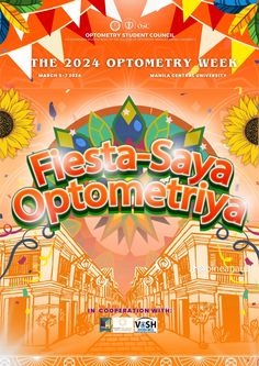 the flyer for fiesta saya optomeetiva, which is being held in march