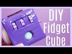 someone is holding a purple fidgett cube in front of a purple background with the words diy fidgett cube