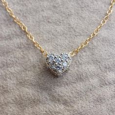 Mothers Day Gift Diamond Heart Necklace Dainty Sterling | Etsy Pave Heart Necklace, Diamond Heart Necklace, Jackson Ms, Layered Necklaces Silver, Heart Necklace Diamond, Heart Choker, Pave Pendant, Tiny Diamond, Heart Pendant Diamond