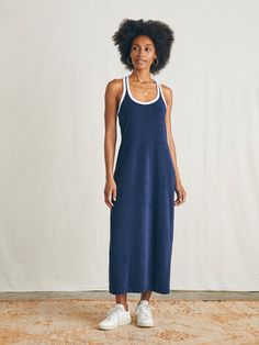 Cabana Towel Terry Dress - Navy Blazer Blue Summer Lounge Dresses, Summer Athleisure Loungewear Dresses, Casual Cotton Dress For Poolside, Cotton Loungewear Dresses For Beach Season, Cotton Dresses For Beach Season Loungewear, Terry Dress, Tank Jumpsuit, Swim Pants, Be Fit