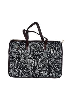 Elevate your professional attire with the sleek and practical Ajrak Laptop Bag, available in classic black. Handcrafted with care, this bag is tailored to accommodate a 17-inch laptop while offering generous storage space with convenient interior and exterior pockets. Its refined design makes a bold statement, blending functionality with timeless style. Black Laptop Bag With Sleeve For Daily Use, Traditional Black Shoulder Bag For Formal Occasions, Traditional Black Formal Bag, Traditional Black Formal Shoulder Bag, Black Rectangular Laptop Bag With Sleeve, Black Laptop Sleeve Tote Briefcase, Black Laptop Bag With Sleeve Satchel, Black Laptop Bag With Sleeve For Business Trips, Black Tote Briefcase With Laptop Sleeve