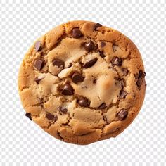 an overhead view of a chocolate chip cookie on a transparent background, hd png