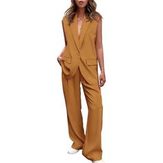 S=Us 4-6m=Us 8-10l=Us 12-14xl=Us 16-18xxl=Us 20 Made From Superior Materials Offering Durability And Long-Lasting Wear, This Suit Sets Provides Great Comfort Throughout The Day. 2 Piece Outfits For Women/Suit Sets For Women/Blazer Sets For Women/Sleeveless Blazer Jackets For Women/V Neck Vests For Women/Button Up Blazers For Women/Wide Leg Pants For Women/Palazzo Pants With Pockets/Business Casual Outfits For Women/Pant Suits For Women/Work Office Clothes For Women The Matching Sets Includes Two Fitted Sleeveless Sets In Solid Color, Fitted Sleeveless Solid Color Sets, Fitted Sleeveless Sets For Fall, Yellow Sleeveless Sets For Summer, Yellow Sleeveless Summer Set, Sleeveless Yellow Summer Set, Casual Sleeveless Workwear Sets, Casual Sleeveless Sets For Workwear, Casual Sleeveless Sets With Pockets