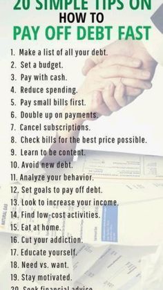 a poster with the words 20 simple tips on how to pay off debt fast