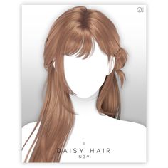 a digital drawing of a woman with long brown hair and bangs, wearing a ponytail