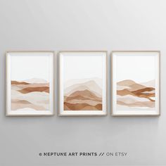 three framed art prints on a wall with the text,'capture it prints / on etsy '