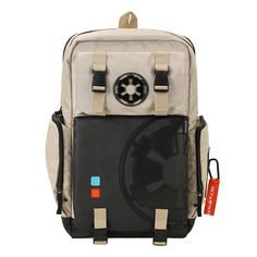 Unleash the Force with this white Star Wars built-up backpack, a lightsaber-inspired masterpiece. The control panel on the front adds an authentic touch, and the lightsaber blade doubles as a zipper pull for the main compartment. Equipped with a laptop zipper compartment, side zipper pockets, a front flap pocket with snaps, and a metal badge, this 12” W x 18.25” H x 6.5” D backpack is a perfect blend of style and functionality. Crafted from durable polyester, this bag can be wiped clean for easy Goth Closet, Starwars Cosplay, Star Wars Bag, Star Wars Lightsaber, Star Wars Accessories, High Ground, Star Wars Light Saber, Multipurpose Bag, Star Wars Wallpaper