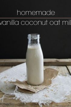 a glass bottle filled with vanilla coconut milk