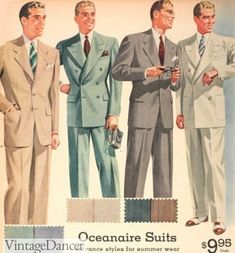 Ww2 Fashion, Mens 3 Piece Suits, Oxford Bags, 1940s Outfits