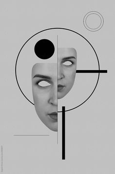 a woman's face with two circles around it and an object in the middle