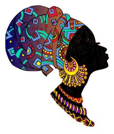 the silhouette of a woman's head with colorful designs on it