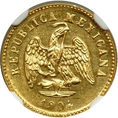 a gold coin with an eagle on it