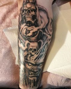 a person with a tattoo on their leg