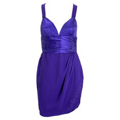 Versace Purple Dress, 1990 Runway, Versace Mini Dress, Versace Runway, Color Dresses, Wrap Mini Dress, Blue Cocktail Dress, 80s Dress, Purple Satin