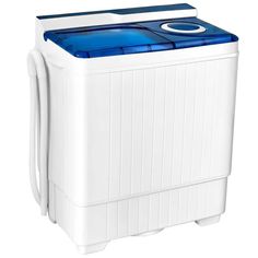 a white and blue washing machine