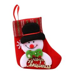 a christmas stocking with a snowman on it