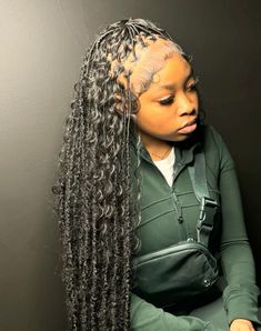 Locs Hairstyles For Women Curls, Qw Hairstyles For Black Women, Cute Braids For Black Women, Deep Wave Wig Hairstyles, Sensationnel Wig, Really Cute Hairstyles, Red Faux Locs, Birthday Hairstyles For Black Women, Cutesy Hairstyles