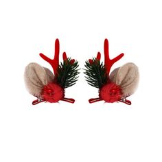 two reindeer antlers with christmas decorations on them