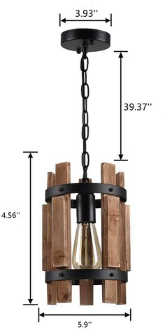 a chandelier made out of wood and metal with measurements for the light fixture