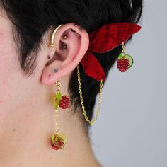 Berry Ear Cuff (Pair) Keroppi Cuff Earrings, Nature Earrings, Funky Jewelry, Don't Be Afraid, Ear Cuffs, Jewelry Inspo, Be Afraid, Ear Cuff, Piercings