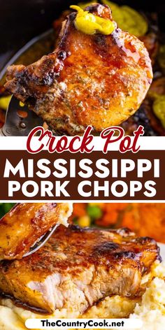 So simple and so flavorful, these Crock Pot Mississippi Pork Chops are going to be your new favorite way to make pork chops. Set it and forget it! Slow Cooker Mississippi Pork Chops, Different Ways To Fix Pork Chops, Crockpot Pork Chop Casserole, Yummy Crock Pot Recipes, Easy Crockpot Meals 8 Hours Crock Pot, Crockpot Pork Chops Brown Gravy, Best Pork Chop Recipe Crock Pots, Smoked Pork Chops In Crockpot, Tender Crockpot Pork Chops