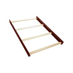 a wooden bed frame with two rails on each side and one rail at the top