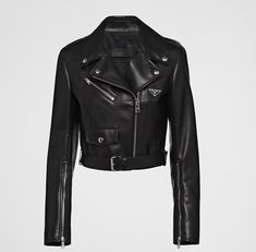 Prada Nappa Leather Biker Jacket Size 38 (US 2)  | eBay Winter Attire, Prada Leather, Leather Biker Jacket, Winter Outfits Women, Brands Outlet, Nappa Leather, Biker Jacket, Vest Jacket, Winter Outfits