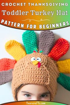 Get ready for Thanksgiving crafts with this adorable crochet turkey hat pattern. Perfect for all ages, this design comes in sizes from newborns to adults. Made with colorful yarns and basic crochet stitches, it features a cute turkey head and feathers on top. Turkey Crochet Hat Pattern Free, Crochet Turkey Hat, Crochet Thanksgiving, Crochet Turkey, Turkey Head, Thanksgiving Toddler, Turkey Hat, Cute Turkey, Crochet Christmas Gifts