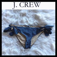 J.Crew Double Side Tie Bikini Bottoms Sz S Double Side Ties Side Cut-Outs Cheeky Coverage Dark Teal Lined Tags Removed, Never Worn Chic Blue Tie-side Swimwear, Side Cuts, Dark Teal, Cut Outs, Womens Swim, J Crew, Double Sided, Blue Green, Tags