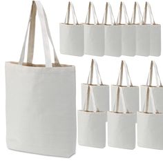 white canvas tote bags with gold handles, set of 10 - great for gift giving