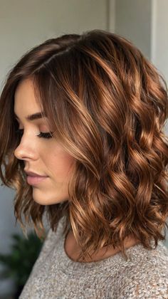 Reasons to Try Feathered Layers with Fall Hair Colors Copper Brown Shine Cinnamon Lowlights On Brown Hair, Warm Red Highlights In Brown Hair, Fall Cowboy Copper Hair, Light Brown Hair With Auburn Lowlights, Light Brown To Copper Balayage, Copper Brown Hair With Blonde Highlights