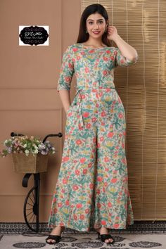 Cord Set With Jacket, Core Set Outfit, Jump Suites Outfit Casual, Jump Suites Outfit, Jumpsuits For Women Indian, Jump Suites, Coord Sets For Women, Floral Print Chiffon Maxi Dress