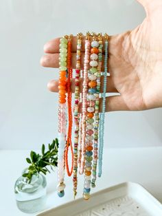 Peace Out Shell & Pearl Necklace – SOUKi RATHMAN Crystal Necklace With Colorful Beads As Gift, Pearl Gemstone Necklace, Cherry Quartz, Blue Jade, Crystal Choker Necklace, Stylish Necklace, Funky Jewelry, Crystal Choker, Water Pearls