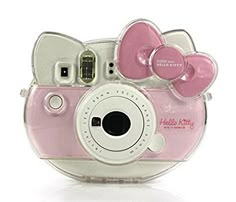 a pink and white hello kitty camera