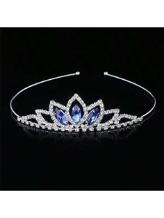 Fashionable Bridal Crown For Women, Hollow Out Claw Chain Rhinestone Tiara, Princess Headband For Kids Blue Elegant   Copper Alloy     Wedding & Event, size features are:Bust: ,Length: ,Sleeve Length: Blue Tiara, Kids Bridal, Crown For Women, Bridal Headwear, Royal Tiaras, Rhinestone Tiara, Wedding Decor Elegant, Wedding Tiara, Bridal Crown