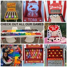 the collage shows different games and activities